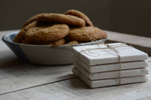 Marble coasters with coffee cup and saucer design