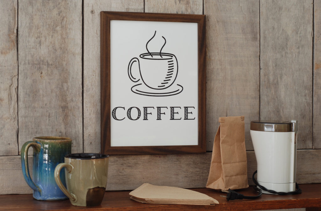 Coffee sign - engraved ceramic tile