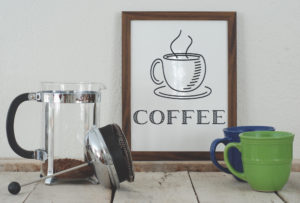 coffee sign - engraved ceramic tile
